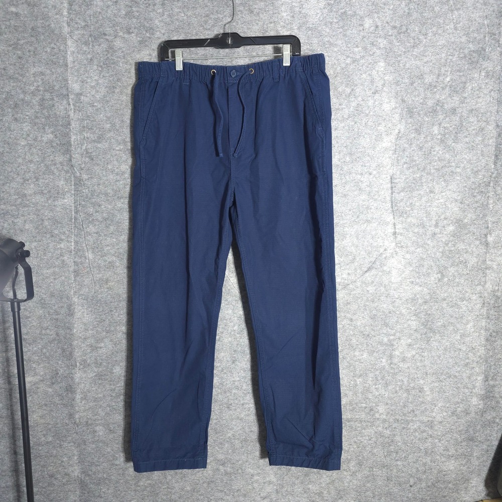 Peter Christian Ripstop Pants Mens 38x30 Navy Organic Cotton Drawstring PC1282